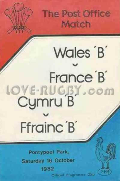 1982 Wales B v France B  Rugby Programme